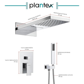 Plantex Shower Panel for Bathroom/Solid Brass 3 in 1 Bathroom Shower Set/Overhead Shower with Dual Function/Handshower with Waterfall Outlet –Chrome