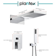 Plantex Shower Panel for Bathroom/Solid Brass 3 in 1 Bathroom Shower Set/Overhead Shower with Dual Function/Handshower with Waterfall Outlet –Chrome
