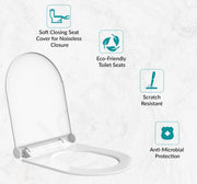 Plantex Polypropylene Toilet Seat/Western Toilet Seats For Bathroom/Soft Closing Toilet Seat/Seat For Commode - Round (Glossy White)