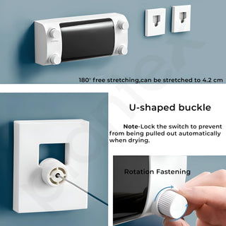 Plantex Retractable Double Row Clothsline/Indoor - Outdoor Clothes Line/Lockable Cloths Line - (White & Black)