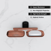 Plantex Double Soap Dish for Bathroom/304 Grade Stainless Steel Soap Holder for washbasin/Soap Stand/Bathroom Accessories - Parv (Rose Gold & Black)