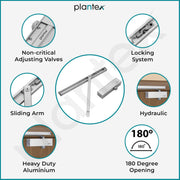 Plantex Automatic Aluminium Soft Door Closer with Double Speed for Heavy Door/Hydraulic Pelmet Arm Door Closer for Hotel-Home-Office (ISO 9001 Certified) (Capacity 120 Kg, Silver)