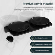 Plantex Dual Soap Holder for Bathroom/Acrylic Double Round Soap Dish/Stand/Bar/Soap Case/Bathroom Accessories - Pack of 1 (VIB-122, Black)