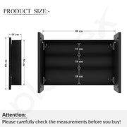 Plantex Steel Bathroom Mirror Cabinet with LED/Bathroom Organiser/Double Door Rectangle Cabinet/Shelf for Wall with Mirror (32x24 Inch-Black)