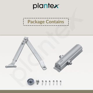 Plantex Heavy Duty Door Closer/Automatic Door Closer for Wooden Door/55 Kg Hydraulic Door Closer for Home/Office/Hotel/Wide 180 Degree Opening (ISO 9001 Certified) - Silver