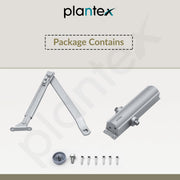 Plantex Hydraulic Automatic Door Closer/Aluminium Door Closer for Wooden Door/Soft Close Door Closer for Hotel/Home/Office - ISO 9001 Certified (MI-200, Capacity - 55 kg, Silver)