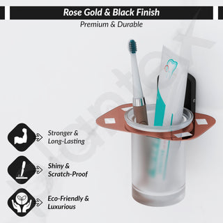 Plantex 304 Grade Stainless Steel Tumbler Holder/Tooth Brush Holder for Bathroom/Bathroom Accessories - Pack of 1 (Parv-Rose Gold & Black)