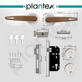 Plantex Main Door Lock/Mortise Lock for Door with 3 Years of Warranty - Robust Door Lock for Home with Brass Lock Body & Cylinder(034-Satin & Wood Finish)
