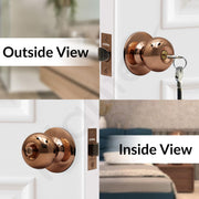 Plantex Door Lock - Cylindrical Door Lock with 3 Keys/Tubular Door Knob/Lock for Main Door/Bedroom (Rose Gold), Stainless Steel