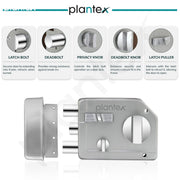 Plantex Rim Lock for Main Door - Heavy Duty With 4 Keys - Suitable for Inside Opening Wooden Doors - Pack of 1 (Satin)