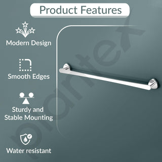 Plantex J4 Stainless Steel Towel Holder in Bathroom/Cloth Hanger for Bathroom/24 Inch Single Towel Rod/Bathroom Accessories (Chrome Finish) Angel