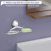 Plantex 304 Grade Stainless Steel Double Soap Holder for Bathroom/Soap Stand/Wall Mounted Soap Holder/Bathroom Accessories - Cubic(Chrome)