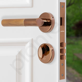 Plantex Premium Door Lock with 3 Years of Warranty - Main Door Lock Set (PVD Rose Gold & Wood Finish)