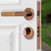 Plantex Premium Door Lock with 3 Years of Warranty - Main Door Lock Set (PVD Rose Gold & Wood Finish)