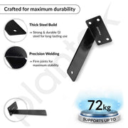 Plantex 6 inch Heavy Duty Shelf Bracket/Wall Shelves Angle Brackets/GI Steel Shelf bracket/Angles for wall shelf - Pair of 1 (Black)