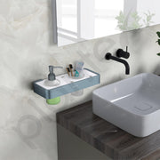 Plantex Aluminium and Acrylic 2 in 1 Shampoo Dispenser with Toothpaste Holder/Liquid Soap Dispenser with Tumbler Holder/Bathroom Accessories - (Grey and Milky White)