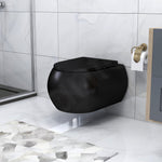 Plantex Imported Ceramic Wall Hung Commode /Rimless Washdown Western Toilet/ P Trap Western Commode with Soft Close Toilet Seat (Matt Black)