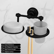 Plantex 304 Stainless Steel Skyllo Soap and Brush Holder Stand for Bathroom and Wash Basin (Black)