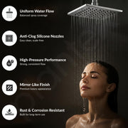 Plantex Stainless Steel Overhead Shower 6 x 6 inch with Water-Saving Technology/High pressure Rain Shower Head without Shower Arm/Bathroom Shower -(Elegance-Chrome)