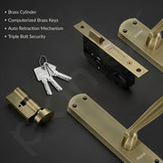Plantex Heavy-Duty Door Lock/Door Handle Set with 3 Years of Warranty/Mortise Lock with 3 Keys, Brass Lockbody & Cylinder (8135 - Brass Antique)