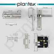Plantex Heavy Duty Door Lock ÃƒÂ¢Ã¢â€šÂ¬Ã¢â‚¬Å“ Bathroom Door Lock/Mortise 8inch Keyless Plate Handle Set for Home/Bathroom/Store Room/Balcony/Office with Baby Latch (8107, Matt)