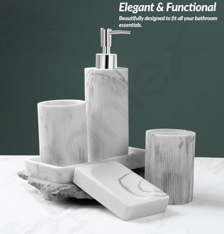 Plantex Polyresin Bathroom Accessories Set Soap Dispenser/Toothbrush Holder/Bathroom Tray/Tumbler Holder/Soap Dish - 5 Piece(911)
