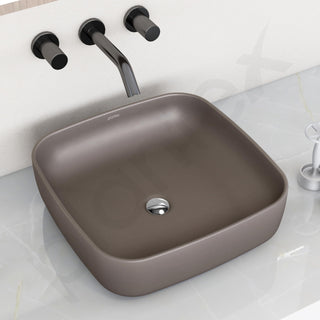 Plantex Platinum Ceramic Tabletop Square Wash Basin/Countertop Bathroom Sink (Choco, 16 x 16 x 5 Inch)