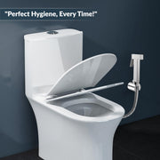 Plantex Hygienic Toilet Combo/Polypropylene Toilet Seat Cover for Bathroom/Pure Brass Health Faucet set with 1.20 meter Hose Pipe for Toilet with Wall Hook - Combo (Chrome)