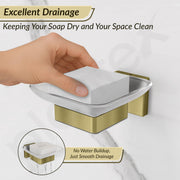Plantex Stainless Steel Glass Soap Dish for Bathroom/Soap Holder/Soap Case/Soap Stand for Kitchen/Bathroom Accessories - Aqua (Brass Antique)