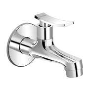 Plantex Short Body Bib Cock Water Tap for Bathroom/Wall Mount Tap for Wash Basin with Teflon Tape & Wall Flange - Pack of 1 (Star, Chrome)