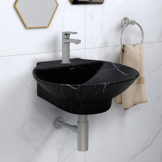 Plantex Ceramic Wall Hung Wash Basin/Wall Mount Basin for Bathroom/Washbasin Sink for Home/Office/Restaurant (Black - 15 x 15 x 5 Inch)