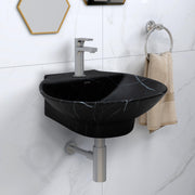 Plantex Ceramic Wall Hung Wash Basin/Wall Mount Basin for Bathroom/Washbasin Sink for Home/Office/Restaurant (Black - 15 x 15 x 5 Inch)