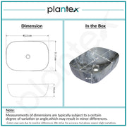 Plantex Ceramic Tabletop Basin/Wash Basin for Bathroom/Bathroom Sink/Grey Marble Washbasin for Restaurant, Hotel (18 x 13 x 5.5 Inch)