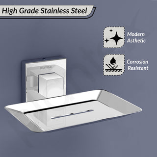 Plantex Aqua Heavy-Duty Stainless Steel Soap Holder for Bathroom/Soap Dish/Soap Stand/Bathroom Accessories - (Chrome)