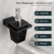 Plantex Liquid Soap Dispenser for Bathroom/Acrylic Shampoo Dispenser/Hand wash Dispenser/Bathroom Accessories - Pack of 1 (VIB-137, Black)