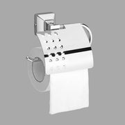Plantex 304 Grade Stainless Steel Washroom Set of 2 - Toilet Paper Holder/Stand/Liquid Soap Dispenser - Squaro (Chrome)