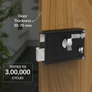Plantex Heavy Duty Night Latch Door Lock with Key & Knob for Main Door/Inside Opening for Home,Hotel,Office - Pack of 1 (Z-Black)