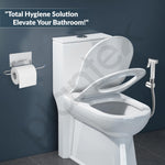 Plantex Hygienic Toilet Combo/Polypropylene Toilet Seat Cover / Self Adhesive Toilet paper holder/D- Shape Health Faucet Set with 1.20 meter hose Pipe for Toilet and Clamp (Chrome)