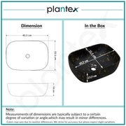 Plantex Ceramic Black Wash Basin for Bathroom/Hand Wash Sink/Countertop Basin/Tabletop Washbasin For Living Room (18x13x5 Inch - Marble Finish)