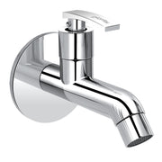 Plantex Pure Brass COL-1002 Long Body Bib Cock for Bathroom with Water Saving Aerator/Wall Mount BibTap with Wall Flange for Bathroom-7 Year Warranty (Chrome)