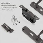 Plantex Heavy-Duty Door Lock/Door Handle Set with 3 Years of Warranty/Mortise Lock with 3 Keys, Brass Lockbody & Cylinder (8135 - Grey)