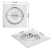 Plantex Classic 304 Grade Stainless Steel Floor Drain/Bathroom Drain Cover/Jali for Bathroom Drain- (6x6 inches) - Chrome