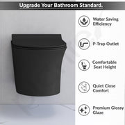 Plantex Ceramic Wall-hung Commode with Table-Top Wash Basin for Bathroom/Rimless Washdown Western Toilet/Bathroom Wash Basin - P Trap Commode - Black