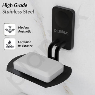 Plantex Metro Platinum Stainless Steel Soap Dish/Soap Stand/Bathroom Soap Holder/Bathroom Accessories - (Black)