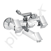 Plantex Pri-317 Pure Brass Telephonic Wall Mixer with Crutch Arranging of Hot & Cold Water with Water Saving Nozzle for Bathroom and Brass Wall Flange (Chrome)