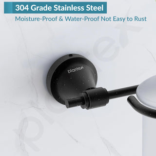 Plantex 304 Grade Stainless Steel Handwash Holder for Wash Basin Liquid Soap Dispenser/Bathroom Accessories - Niko (Black)