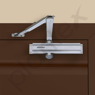 Plantex Aluminium Door Closer for Wooden Doors - Hydraulic Automatic Soft Close for Hotel/Home/Office - ISO 9001 Certified (MI-100, Capacity - 75 Kg, Silver)