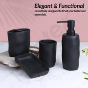 Plantex Resin Bathroom Accessories Set/Soap Holder for Bathroom/Toothbrush Holder/Tumbler Holder/Liquid Soap Dispenser - 4 Piece(Black)