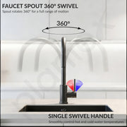 Plantex Pull-Down Kitchen Sink Tap/304 Stainless Steel Sink Tap for Kitchen Basin with 360â° Swivel Spout/Kitchen Sink Faucet- (1062, Grey)
