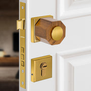 Plantex Heavy Duty Door Lock/Stainless Steel and Wooden Main Door Mortise Lock Handle/Handle Set for Home/Office/Door Accessories (Gold, Wooden)